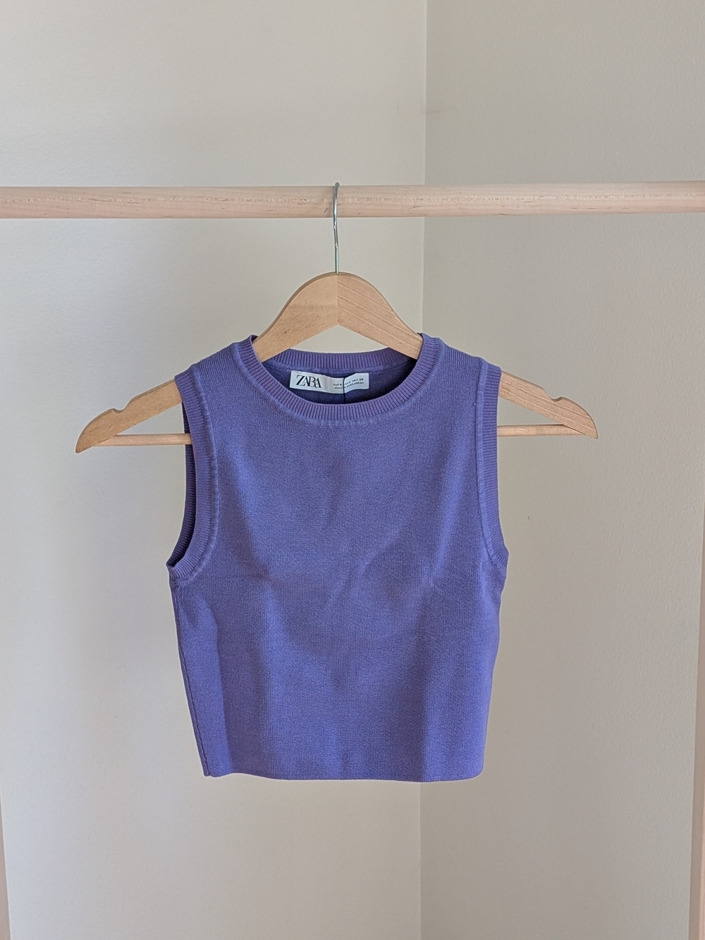 NWT ZARA Sleeveless Knit Cropped Tank Top In Purple - S